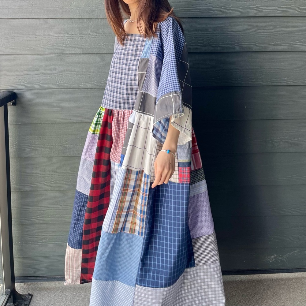 Handmade Quilted Patchwork Plaid Dress SKU 04192 - Picture 10 of 16
